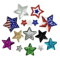 new five pointed star patch embroidered sequin iron on sew on star stickers for clothes jeans appliques diy clothes sewing patch