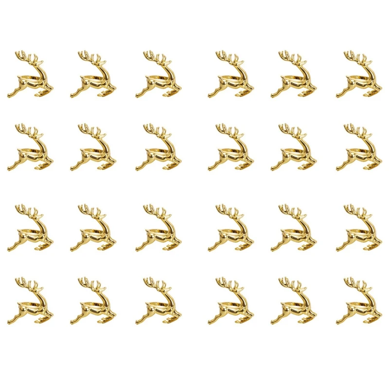 

Кольца для салфеток, 24 шт. золотые кольца для салфеток в форме лося для установки места, свадебных приемов, Рождества, благодарения и домашне...