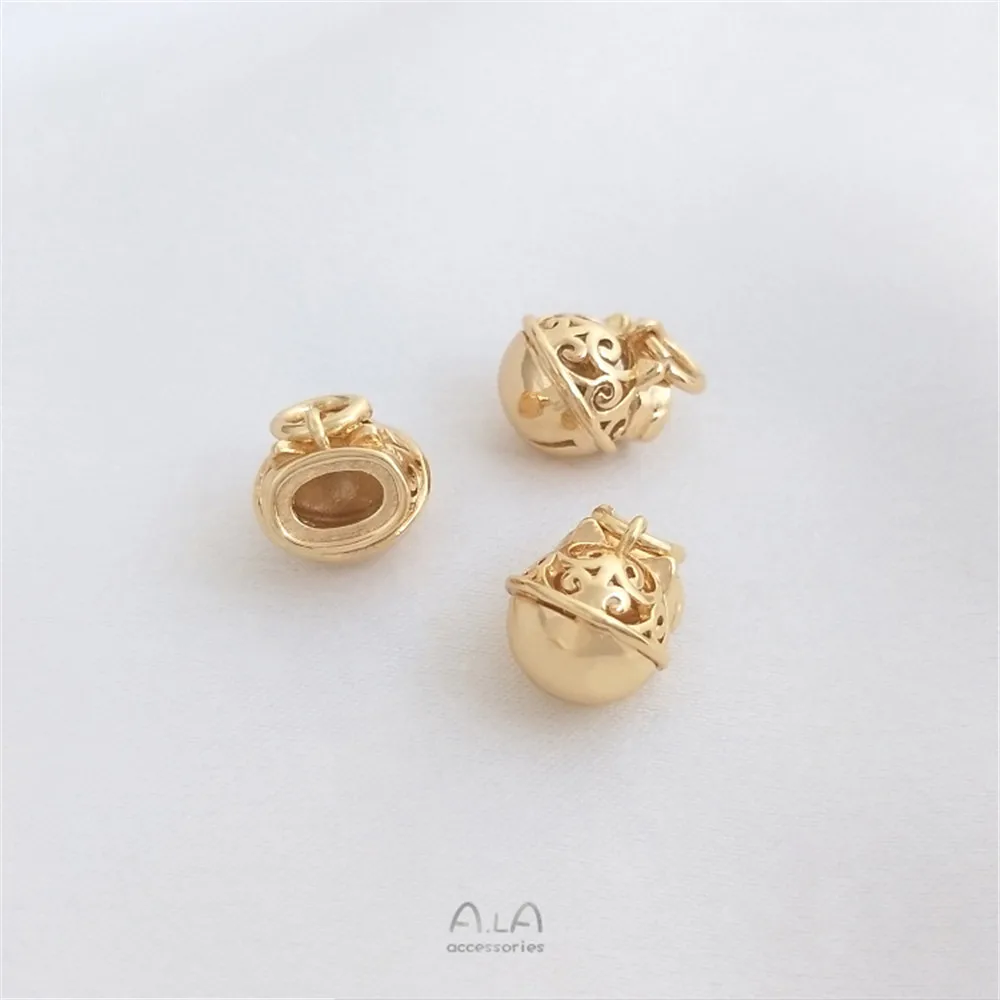 

14K package gold beckoning cat bell pendant can be set ring face handmade diy pendant bracelet necklace jewelry charm