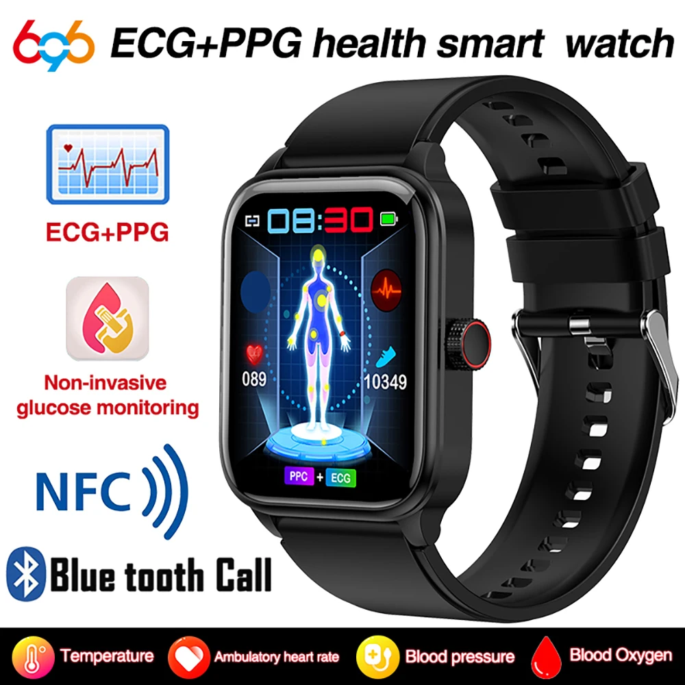 

1.91 Inch Men Blue Tooth Call Smart Watch ECG+PPG HRV Blood Glucose Monitoring Bracelet NFC Sport Temperature Oldster Smartwatch