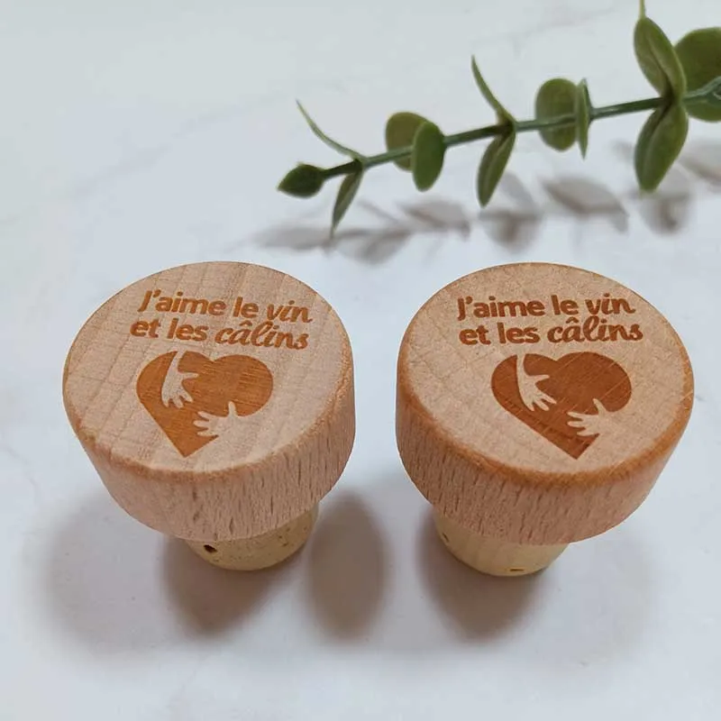 Пользовательская Свадебная винная пробка деревянные пробки для бутылок резная