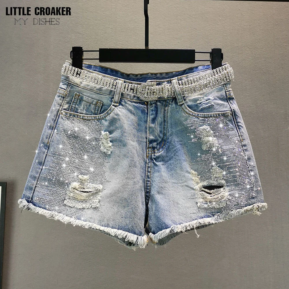 

Biker Shorts Women's Fashion Brand Vintage Tassel Rivet Ripped High Waisted Mini Short Jeans Punk Sexy Hot Woman Denim Shorts