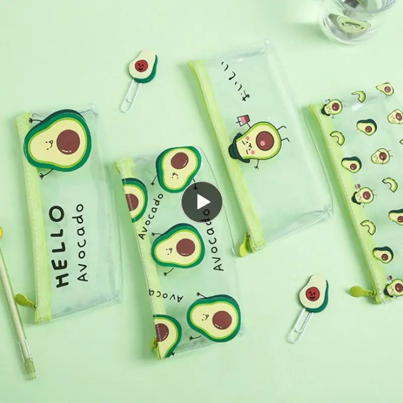 

Pencil Bag Hangable Convenient Pen Bag Saving Desktop Space Avocado Pattern Cosmetic Bag School Supplies Mesh Pen Bag Zipper