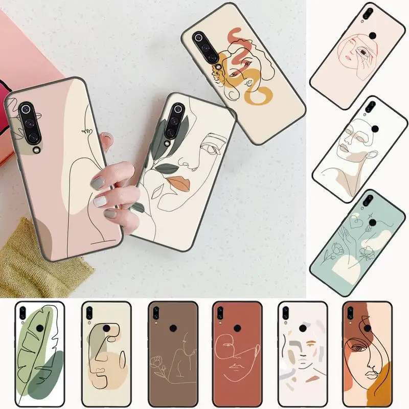 

Abstract line art Phone Case black For Xiaomi Redmi mi note 7 8t 9 9t 9s 8 10 10t 11 pro lite K20 max 3
