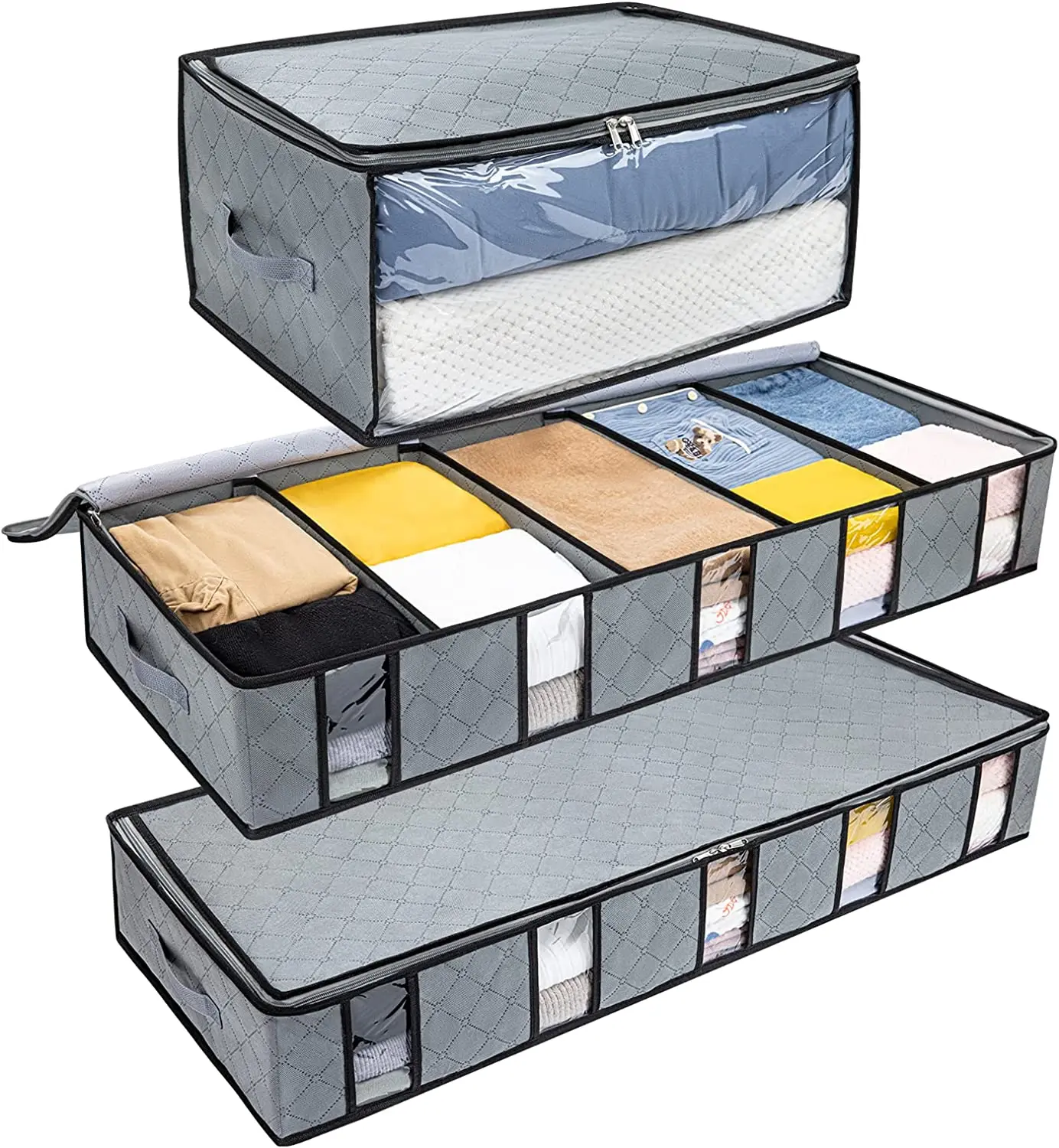

NonWoven Under Bed Storage Bag Quilt Blanket Clothes Storage Bin Box Divider Folding Closet Organizer Clothing Container Large