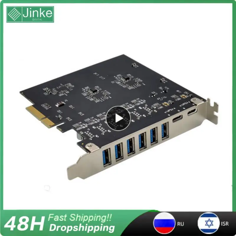 

6 Slots Pci-e X4 To 2 Type C Expansion Card Pci-e X4 To 2 Type C Usb3.i Express Controller Computer Expansion Card Adapter