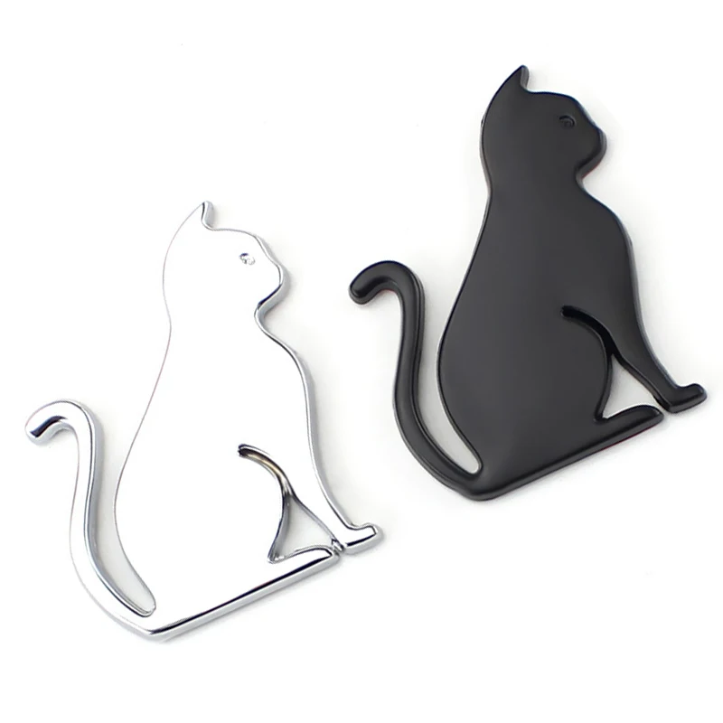 

1pc Car Fender Rear Trunk 3D Badge Sticker Trim Universal Metal Cat Shape Emblem