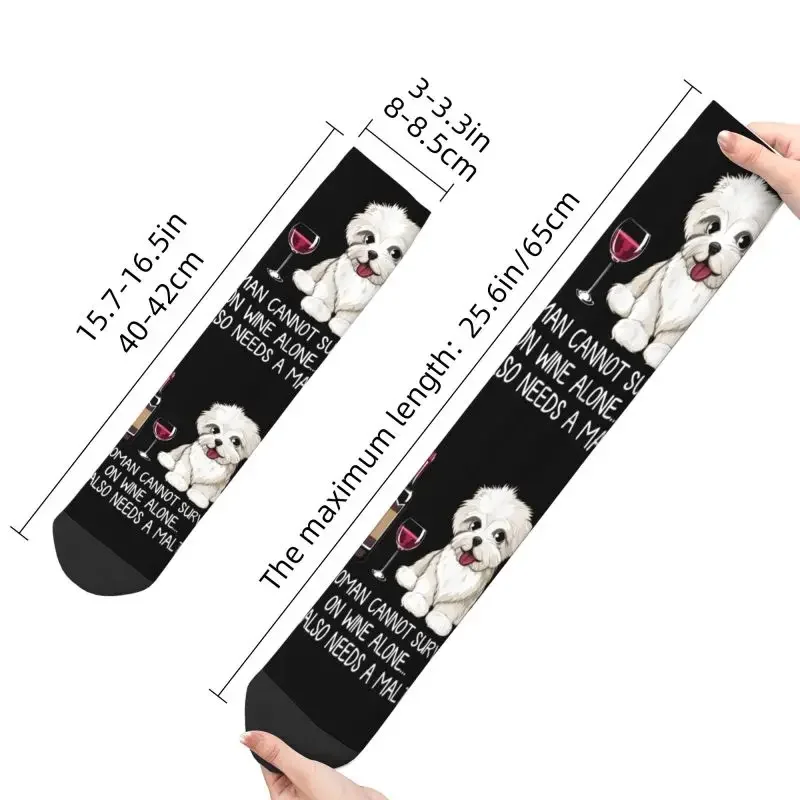 Милые мужские забавные носки с изображением винного и Мальтийского собачьих