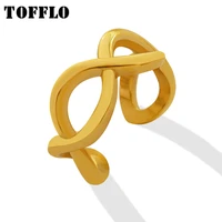 tofflo stainless steel jewelry figure 8 geometric opening ring womens 18k gold plated fashion ring bsa330