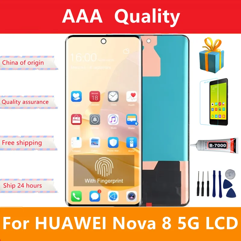

Original 6.57"; For Huawei Nova 8 5G LCD Touch Screen Digitizer Assembly For Huawei Nova 8 5G ANG-AN00 Display Douch Panel Glass