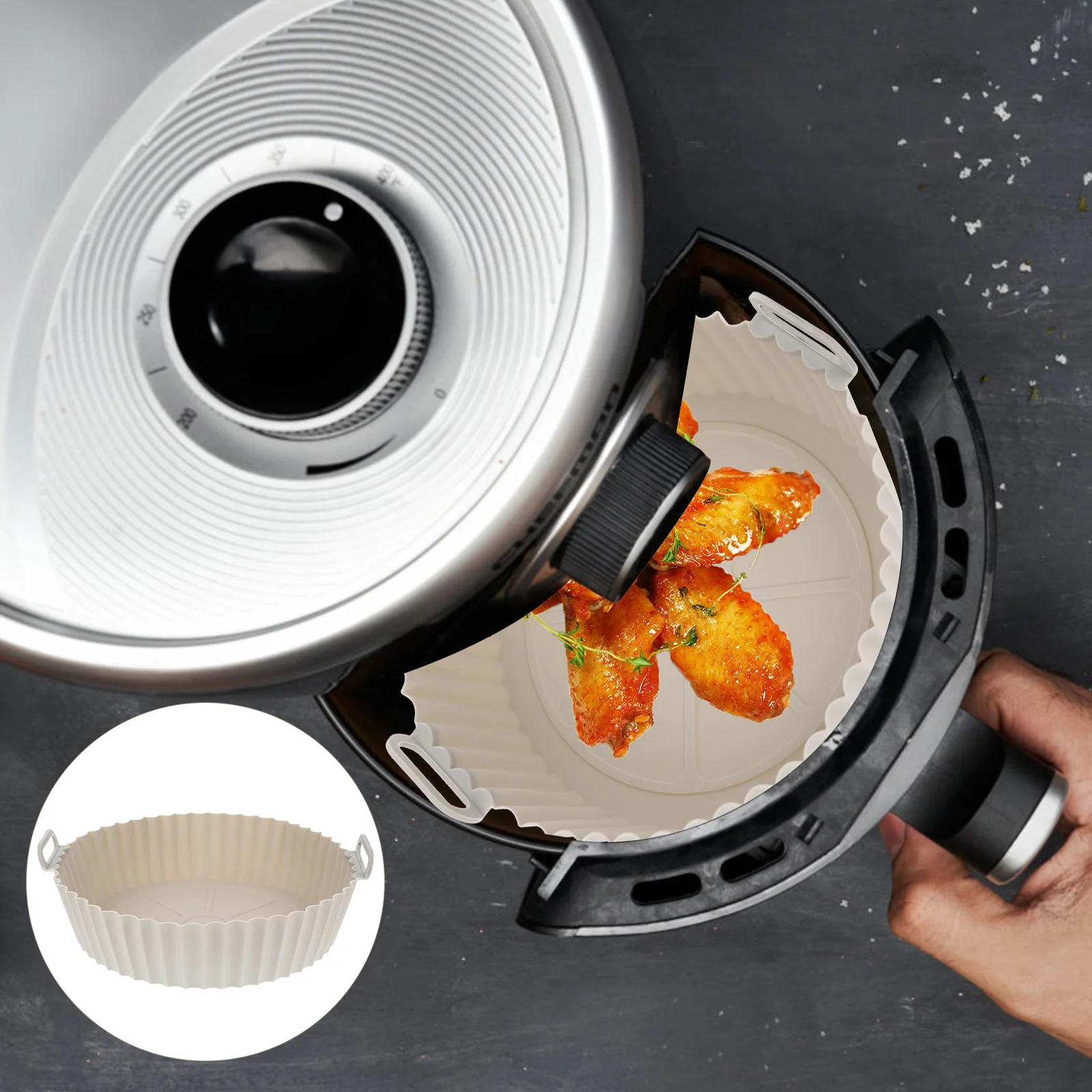 

Fryer Air Silicone Basket Liner Pot Oven Reusable Non Stick Bowl Steamer Baking Pan Liners Roundresistant Heat Deep Washable