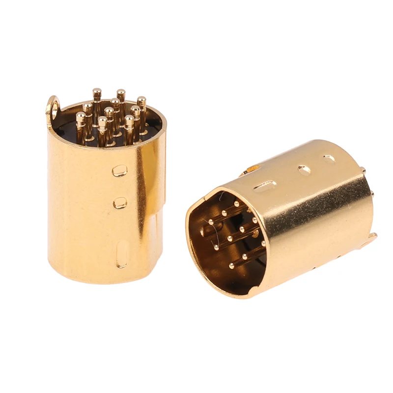 

5Pcs Mini Din 10 Pin Circular Connector Male Pcb Solder Through Holes Vertical Machined Terminals Gold Plated Connector Terminal