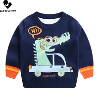 autumn winter kids pullover sweater boys cartoon dinosaur jacquard thick o neck knitted jumper sweaters tops clothing for 2 8y