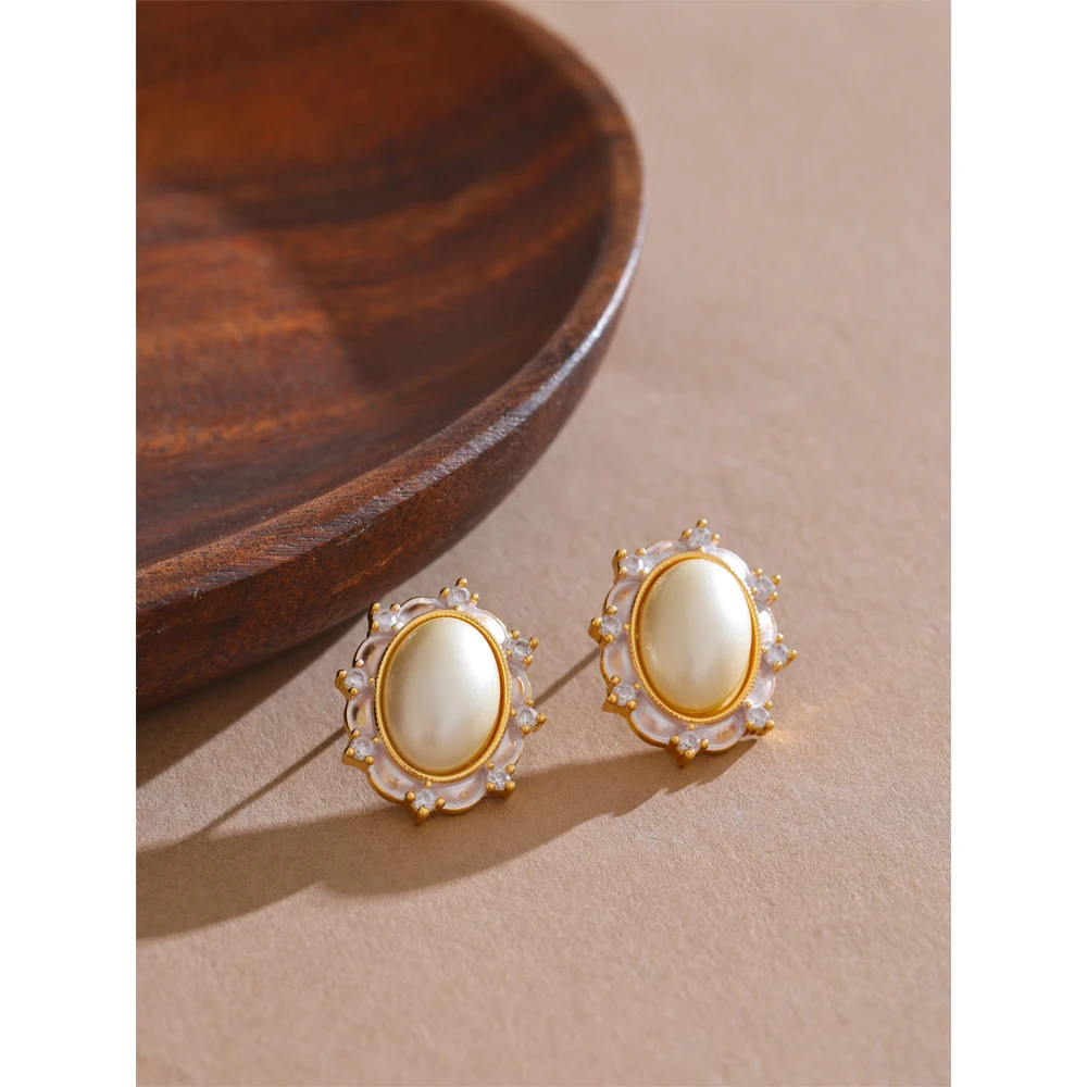 Модные шикарные элегантные серьги-гвоздики Mchic с имитацией жемчуга овальные