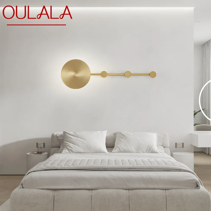 

Современное светодиодное настенное освещение OULALA, простой креативный медный светильник для прикроватного столика, гостиной, Декор, 3 цвета