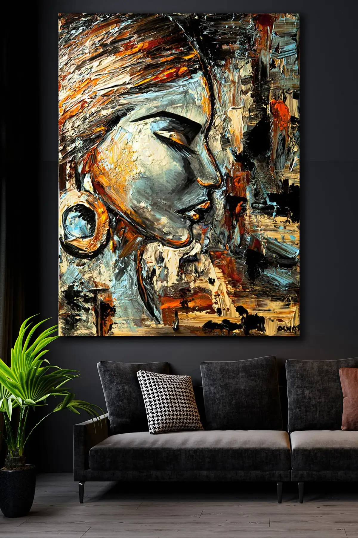 

50 x 70 Woman & Art Canvas Painting, girl On Painting New Home Gift, Quality Cloured