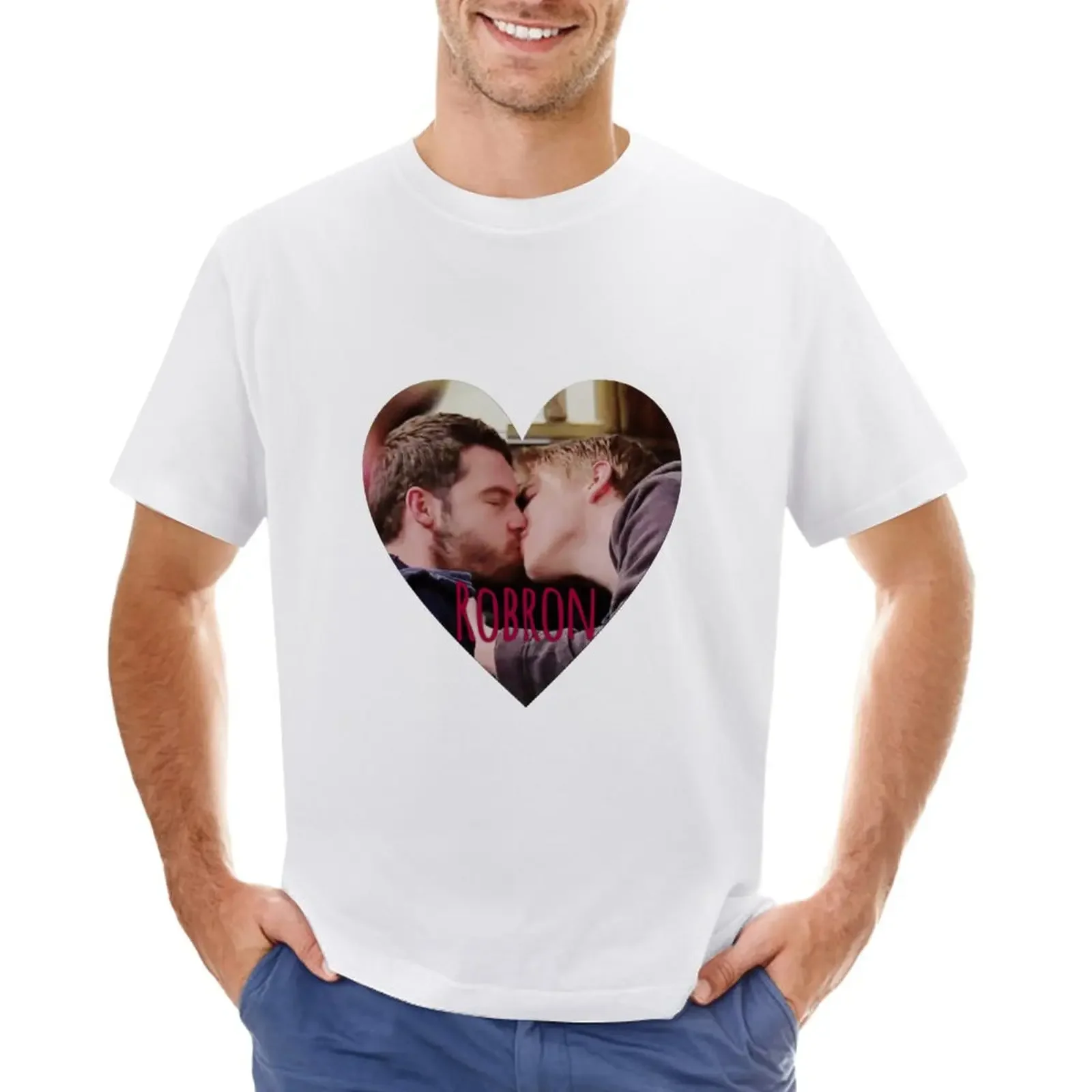 Футболка Robron - Heart корейская мода Милая одежда Изящные мужские футболки