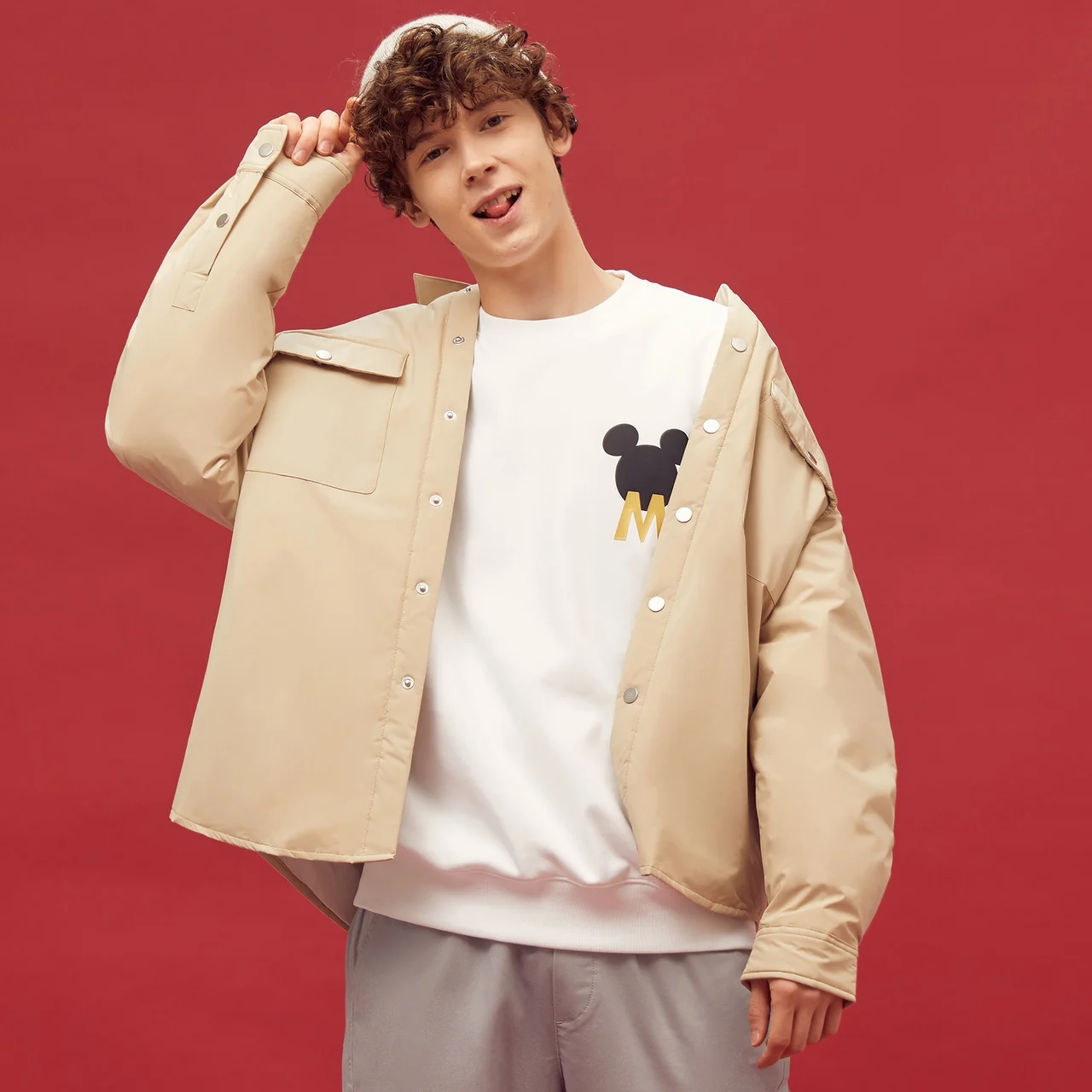 Metersbonwe Down Jacket Men Winter Thick Lapel Shirt Style Down Coat Women Windproof Casual Red Christma Warm 90% Down Coat