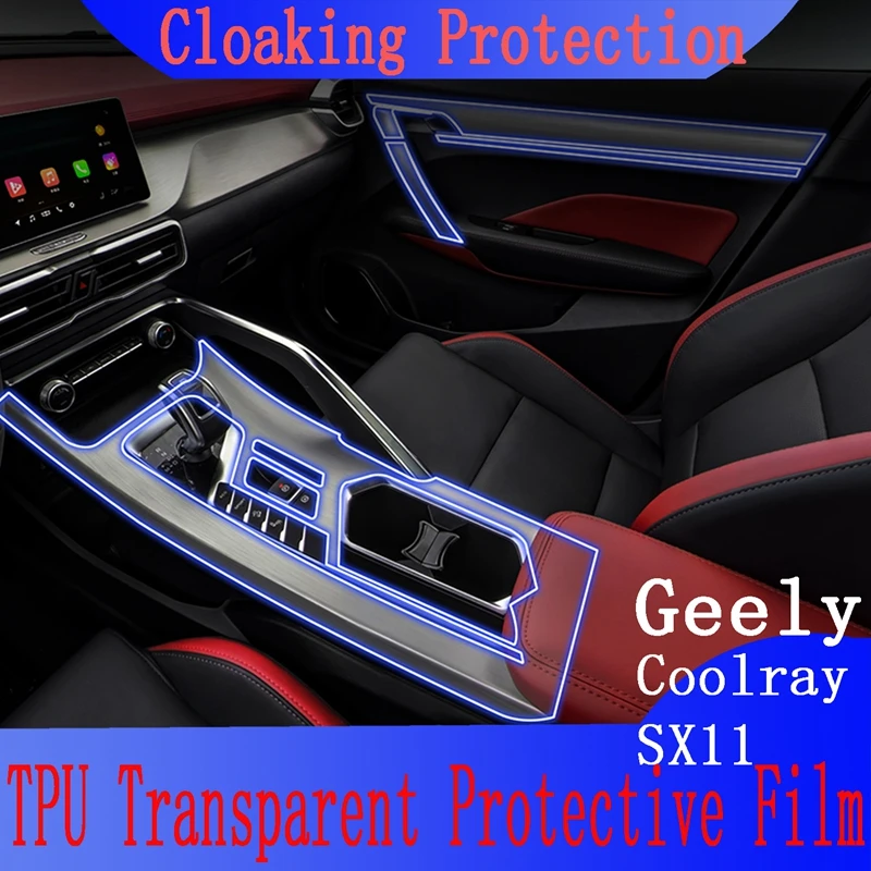 

For Geely Coolray Anti-scratch Accessories Escape SX11 2018-2020 Car Interior Center Console Transparent TPU Protective Film