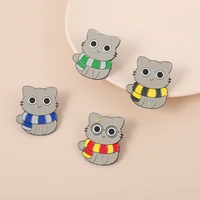 cute scarf cat enamel pin brooch glasses lightning kitty badge creative cartoon animal clothes backpack accessories medal