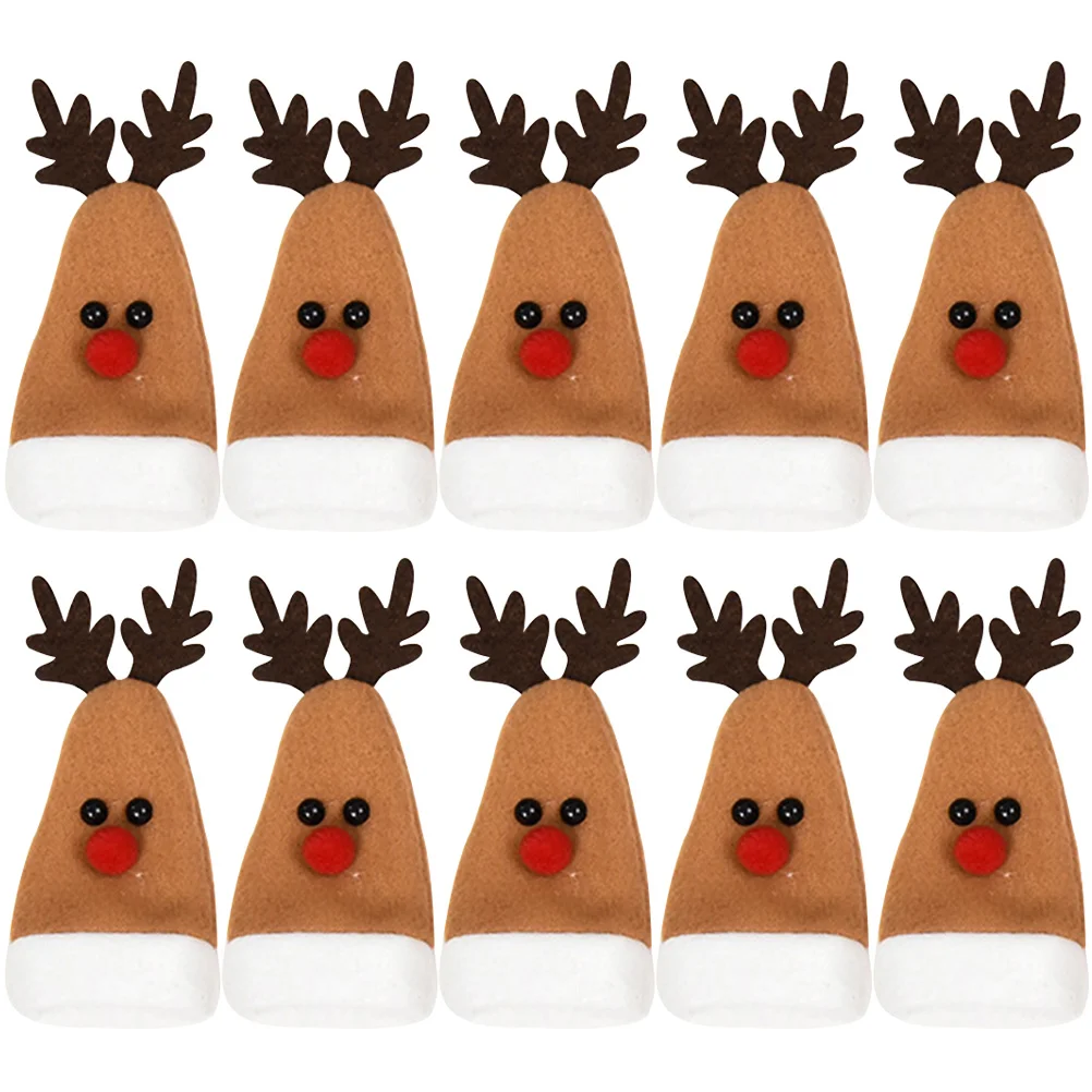 

Cutlery Christmasbottle Coverbag Holder Silverware Bags Hat Holders Tableware Table Decor Dining Reindeer Elk Holiday Fork