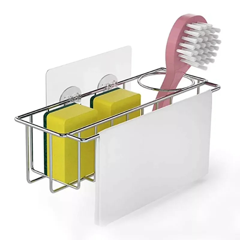 

Sink Drain Rack Kitchen Rag Sponge Storage Basket Stainless Steel Sink Cloth Steel wool Hanging Shelf