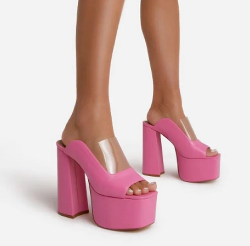 

Women's Sandals 2022 Summer New Designer Fashion Open Toe Chunky Heel Platform Shoes 35-43 Big Size Dress Party Wedding Pumps