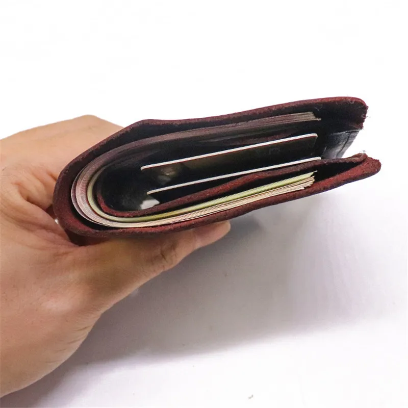 Retro fashion high quality natural genuine leather men women's universal short wallet Minimalist credit card real cowhide wallet