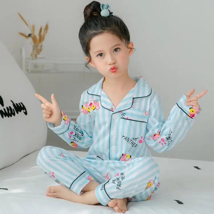 

Boys Girls Sleepwear Spring Cotton Pajamas Sets Children Homewear for Boy Pyjamas Kids Nightwear 2-12Y Teenage Pijamas Clothes