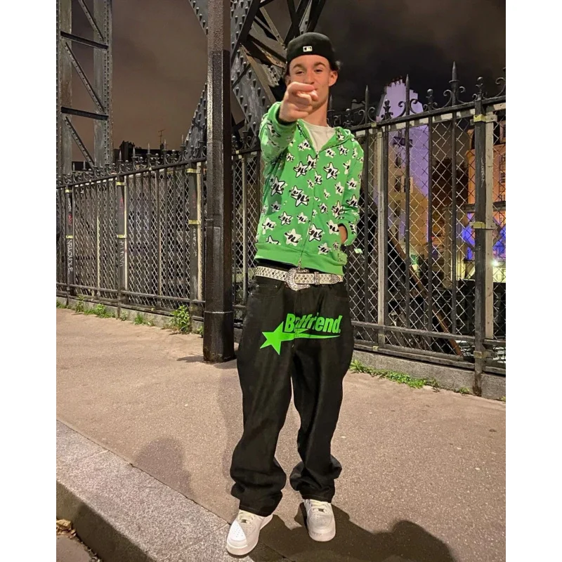 Женские и мужские джинсы Y2k модные повседневные мешковатые брюки с широкими