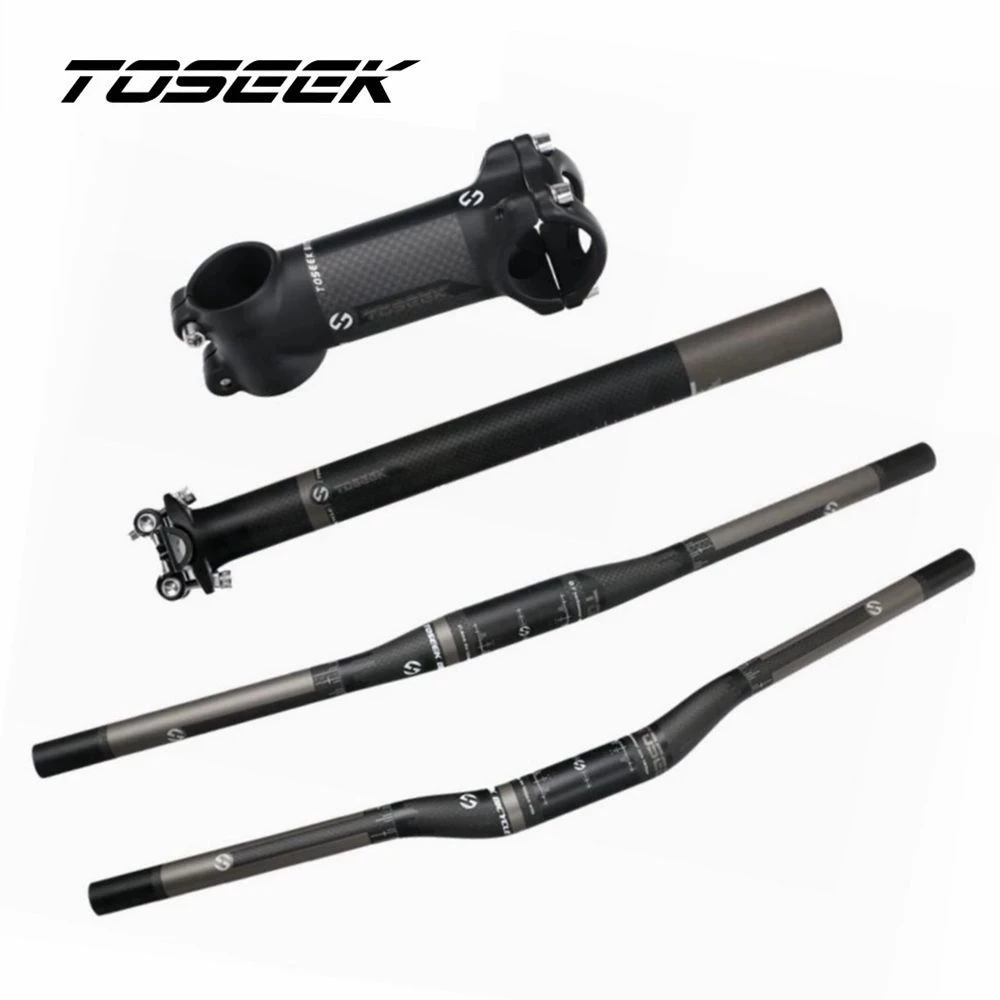 

TOSEEK Matte Carbon Fiber Bicycle Mountain Handlebar Sets Handlebar + Stem + SeatPost For MTB Bike Parts