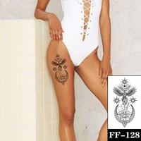 moon lotus phoenix flower feather wing waterproof temporary tattoo sticker pentagram totem black tattoos body art arm fake tatoo