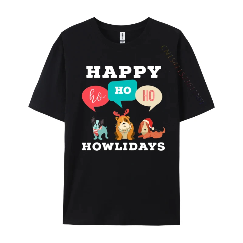 Happy Howlidays Christmas Dogsad Pug Dog T-Shirts 100% Cotton Fabric Men T Shirt Print Tops New Design