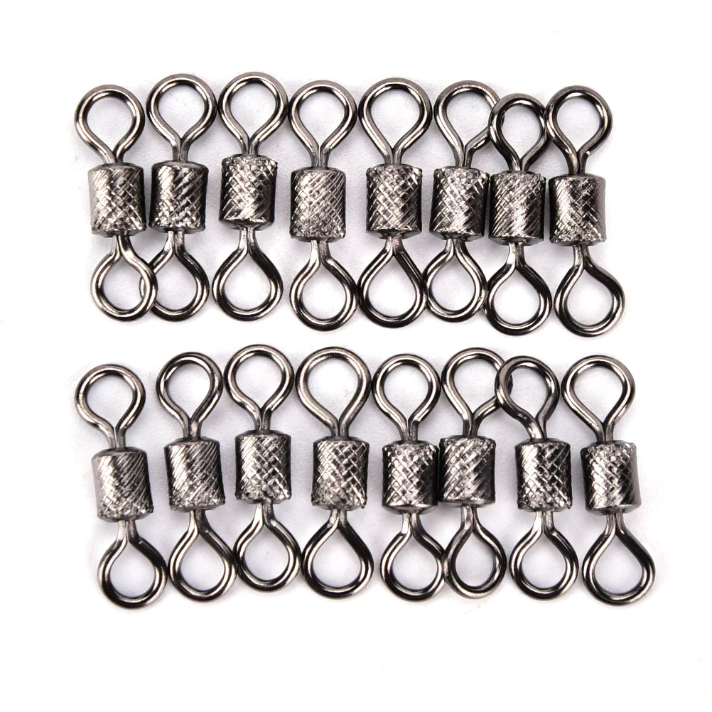 

50pcs/pack Fishing Swivels Knurling Connector Ball Bearing Swivel With Safety Snap Solid Rolling Rings Fishhooks Accessories1
