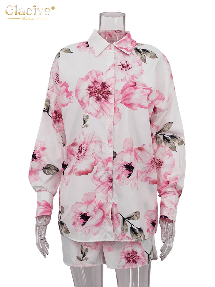 Clacive Fashion Свободный комплект из 2 предметов с принтом Женский наряд 2024 Элегантная