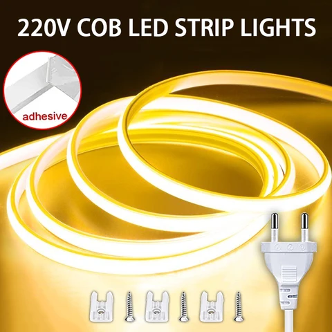 Светодиодная лента COB 1М-25М белая 220В