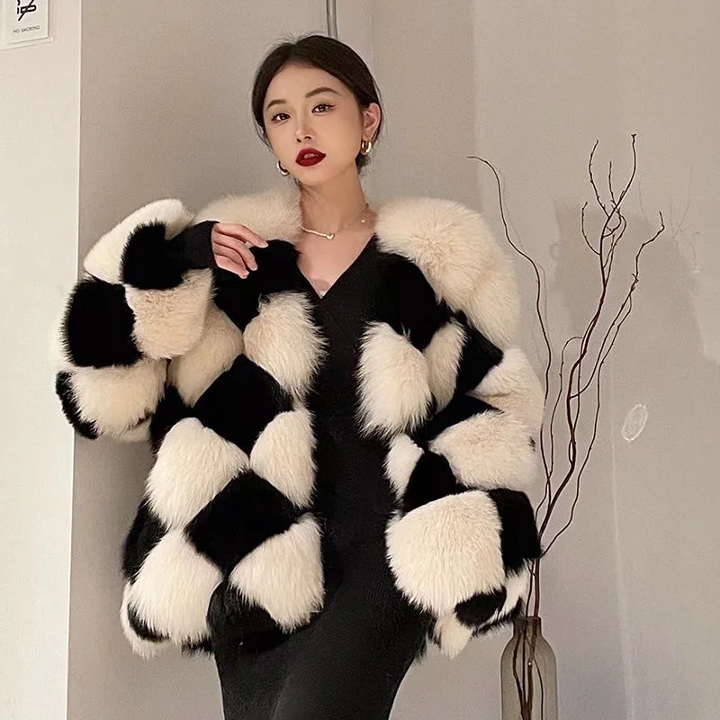COZOK Traf Luxury Winter Women's Artificial Fox Fur Coat 2022Y2K Vintage Fur Jacket Women's Fashion Elegant Fur Coat