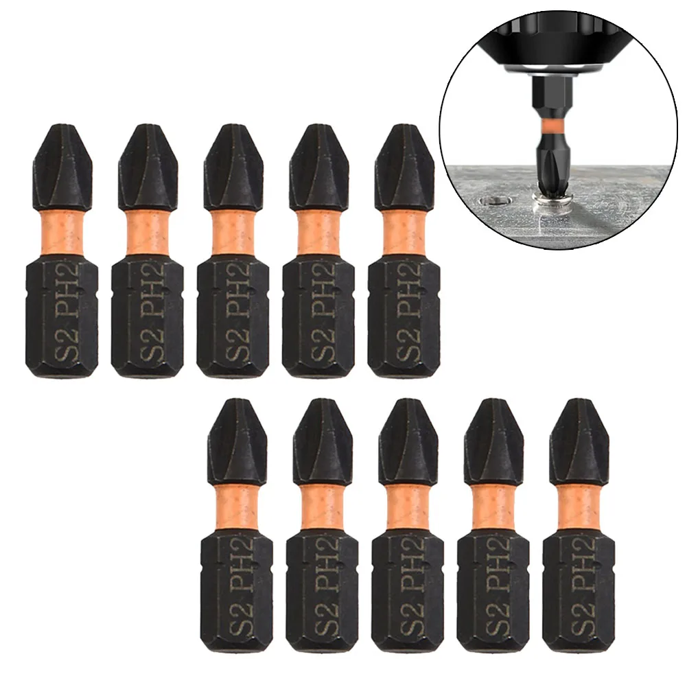 

10pcs 25mm Impact Screwdriver Bit Alloy Steel 1/4Inch Hex Shank Screw Driver Bit Anti-slip Magnetic Screwdriver Hand Tools