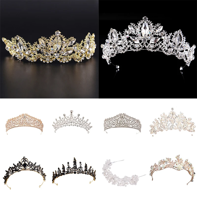 

Fashion jewelry wedding crown headband Rhinestones Tiaras for Women flower bride crystal crowns king Wedding Hair Accessories