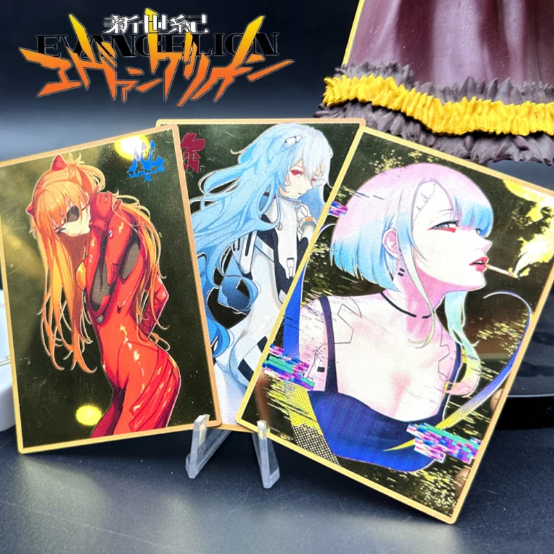 

Киберпанк EVA, золотые металлические двойные зеркальные карты Ayanami RAI, аниме Shikinami, АСУКА, рангурь, периферийная игра, Коллекционные детские игрушки