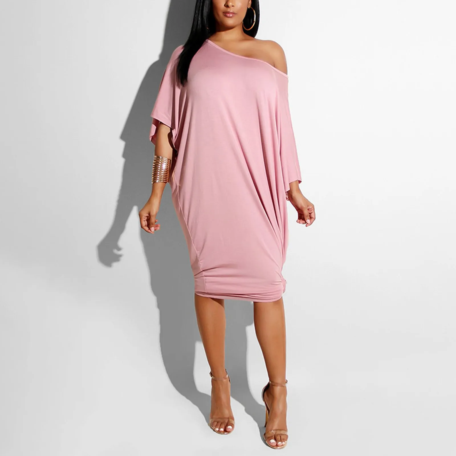 

Elegant Ladies Dresses Women's Fashion Short-sleeved Loose Casual Plus Size Solid Color Dress Vestido 2022 платье женское