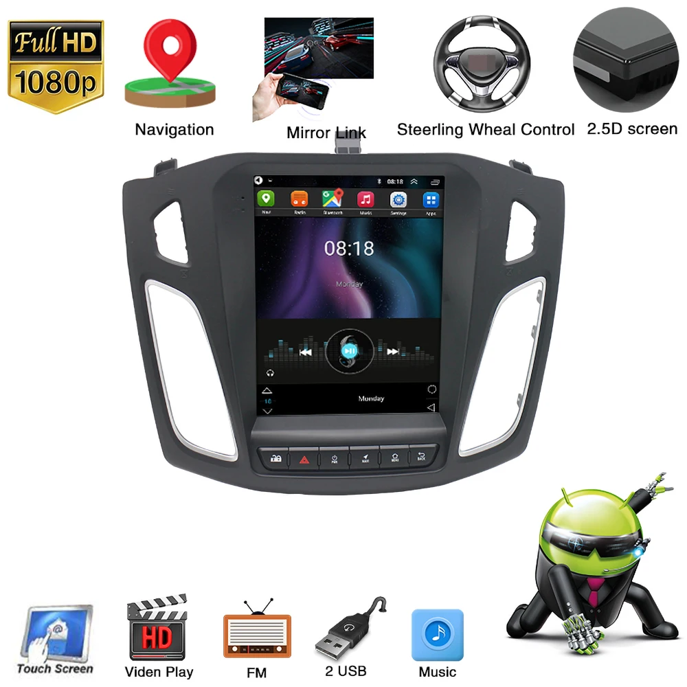 Автомагнитола для Ford Focus 9 7-2012 2018 дюйма 1 + 16 ГБ Wi-Fi GPS Android 10 |