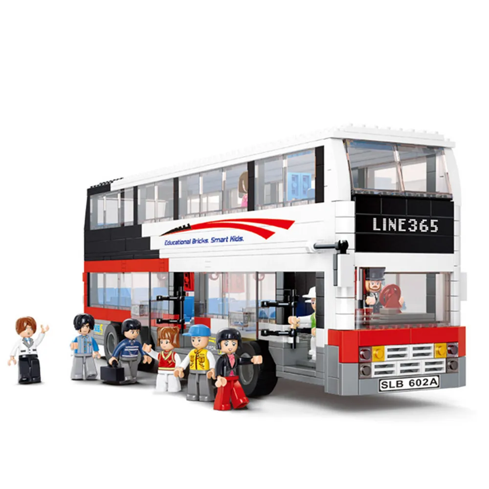 

2022 г., городской Творческий двухслойный автобус, модель школьного автобуса, строительные блоки, кирпичи, детские игрушки, подарки на день ро...