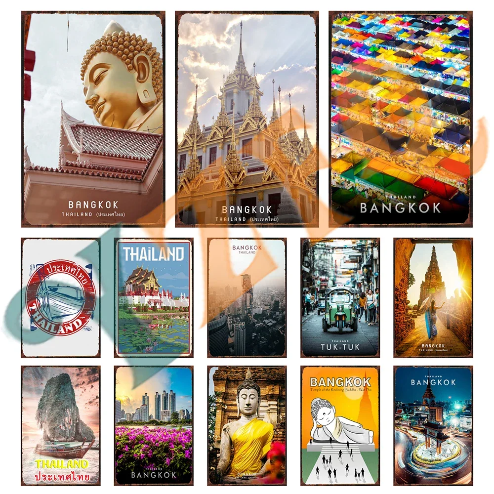 Винтажная Металлическая Вывеска Yzfq Bangkok Pattaya Таиланд Городская Табличка