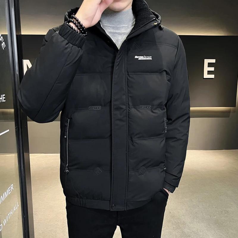 Winter Thickened Men's Hooded Padded Jacket Thick Padded Jacket Outdoor Thickened Warm Versatile Casual Padded Jacket Polyester