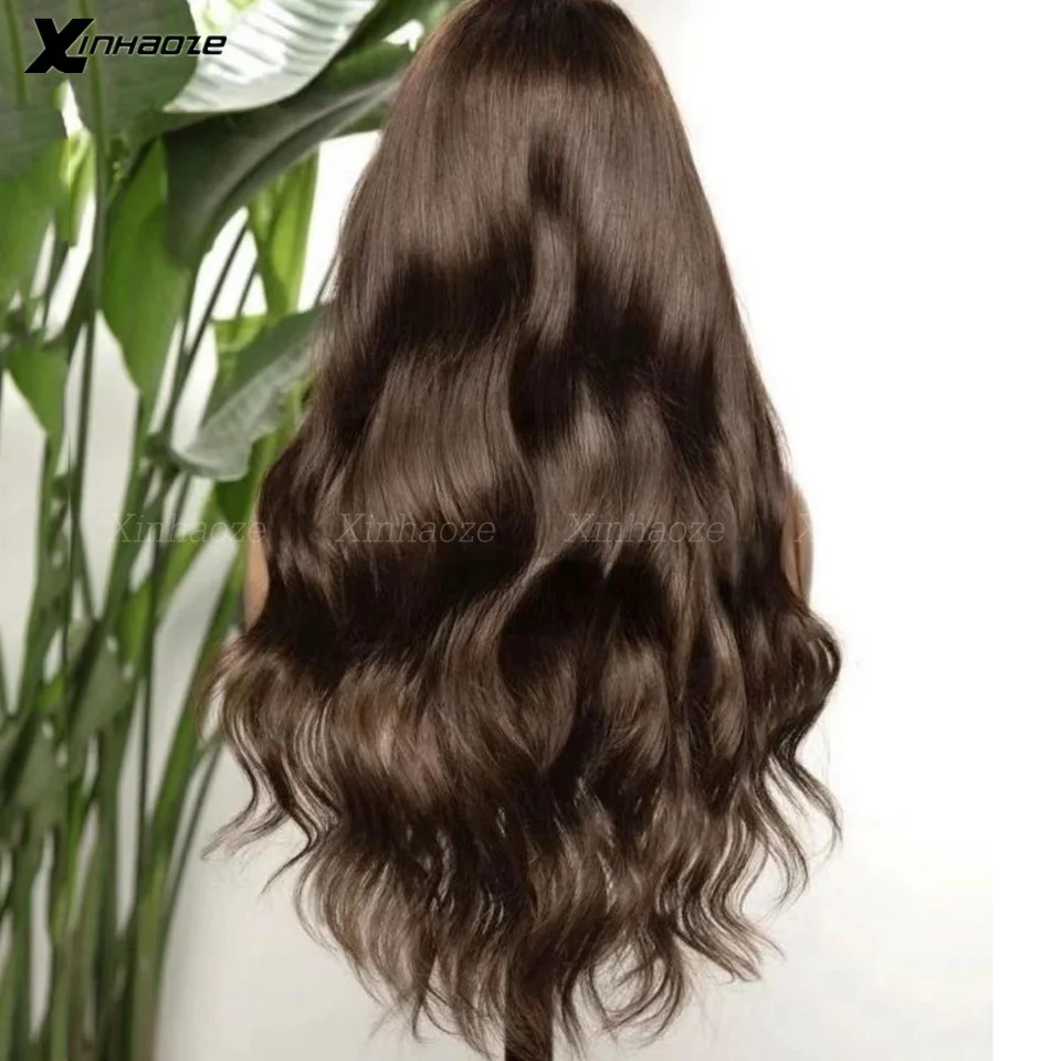 Парик женский естественный на сетке с естественной волной цвет темно-коричневый