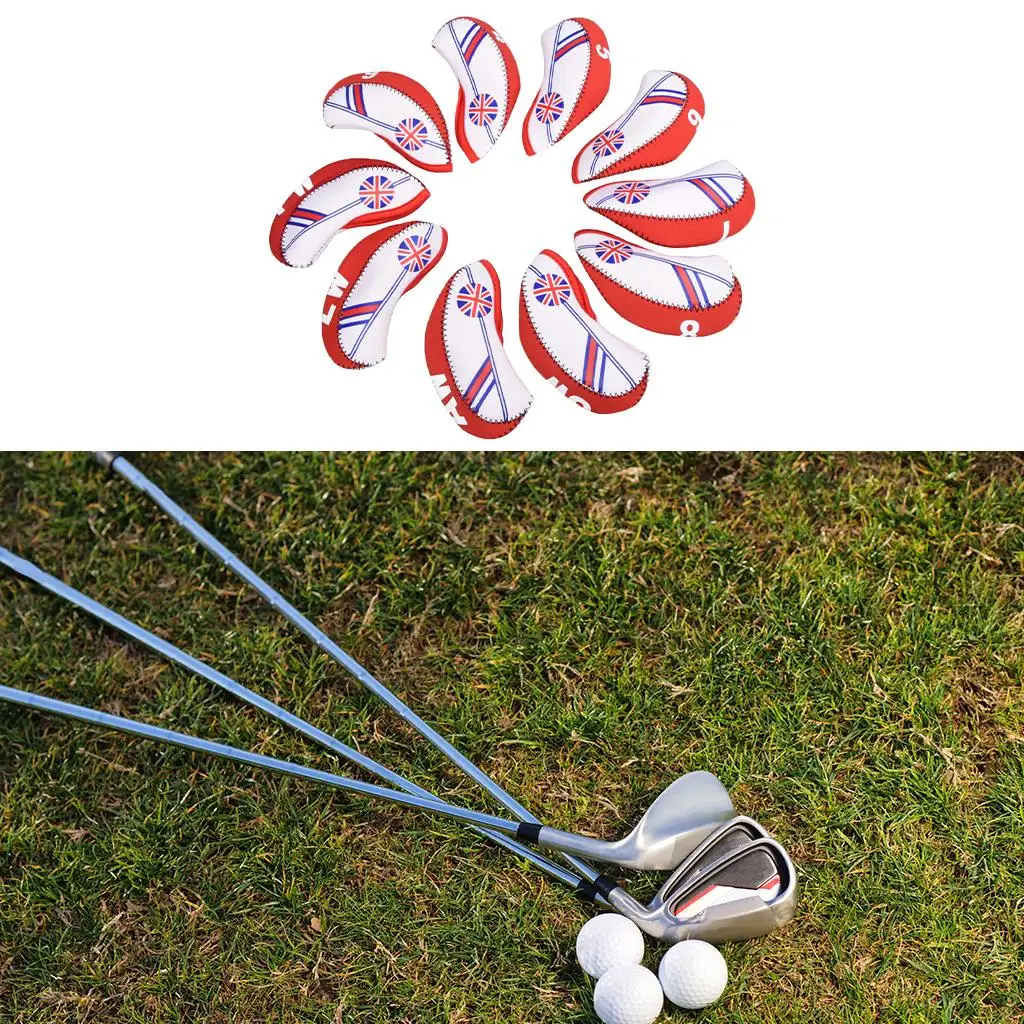 

10Pcs Golf Iron Covers Set Headcovers Club Embroideried with Number Tag