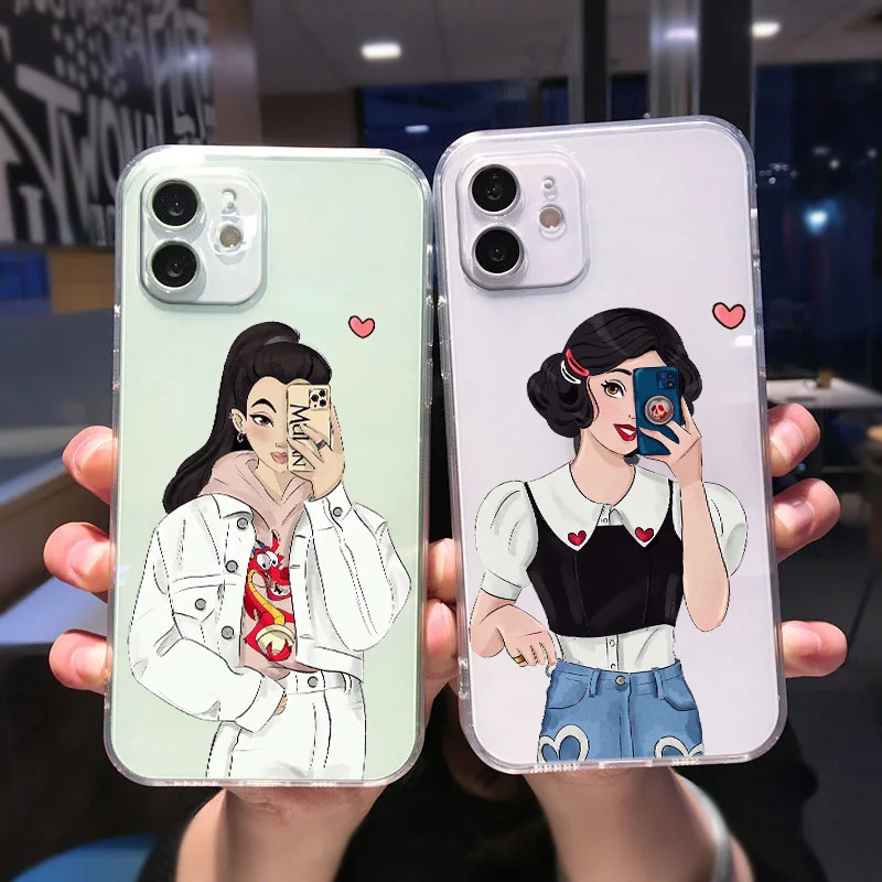 

Disney Princess Phone Case For Apple iPhone 14 13 12 11 mini XS XR X Pro Max 8 7 6S 6 Plus Transparent Cover
