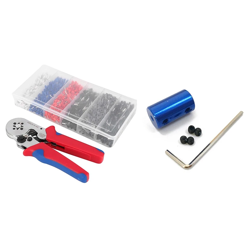 

1X 5Mm To 8Mm Motor Shaft Coupling Joint Adapter & 1500Pcs Crimper Cord Wire Connector Terminal Bootlace Ferrule Crimper