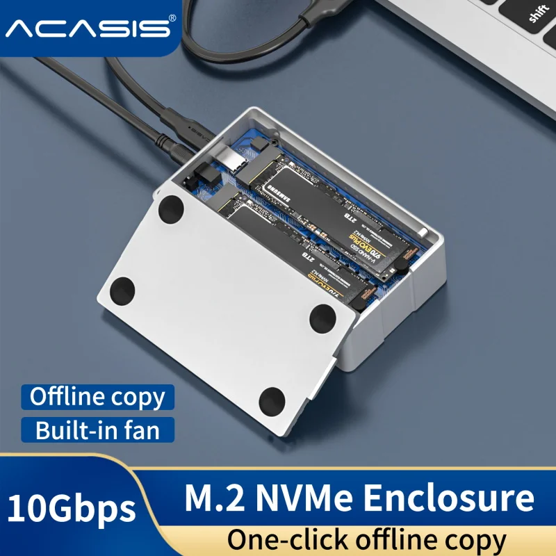 

Acasis Dual Bay M.2 NVME SSD автономный клон корпус 10 Гбит/с USB C 3,1 Gen2 для NVME PCIe SSD жесткий диск ридер док-станция